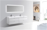 Bliss 80'' High Gloss White Wall Mount  Double Sink Modern Bathroom Vanity