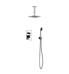 Aqua Piazza Brass Shower Set w/ 8" Ceiling Mount Square Rain Shower and Handheld