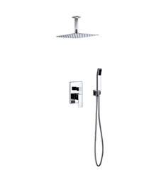 Aqua Piazza Shower Set w/ 12" Ceiling Mount Square Rain Shower and Handheld