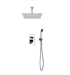 Aqua Piazza Shower Set w/ 20" Ceiling Mount Square Rain Shower and Handheld