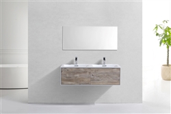 Divario48" Nature Wood Wall Mount Modern Bathroom Vanity