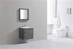 DeLusso 24" Ocean Gray Wall Mount Modern Bathroom Vanity