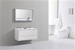 DeLusso 48" Double Sink High Glossy White Wall Mount Modern Bathroom Vanity