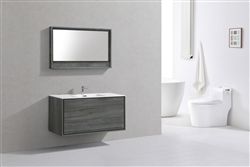 DeLusso 48" Single Sink Ocean Gray Wall Mount Modern Bathroom Vanity