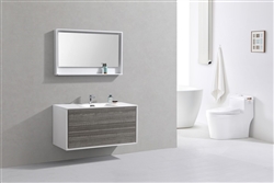 DeLusso 48" Single Sink Ash Gray Wall Mount Modern Bathroom Vanity