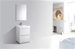 Bliss  24" White Floor Mount  Modern Bathroom Vanity