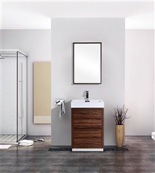 Bliss 24" Walnut Floor Mount  Modern Bathroom Vanity