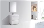 Bliss 30" High Gloss White Floor Mount  Modern Bathroom Vanity
