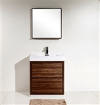 Bliss 30" Walnut Floor Mount  Modern Bathroom Vanity