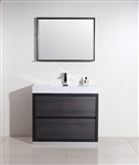 Bliss 40" Gray Oak Floor Mount White Bathroom Vanity