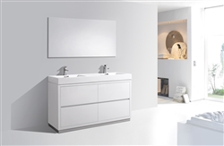 Bliss 60" Floor Mount White Bathroom Vanity