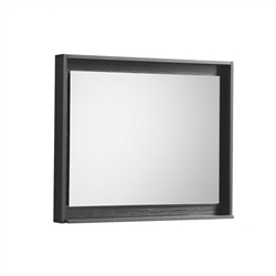 30" Wide Mirror w/ Shelf - Black