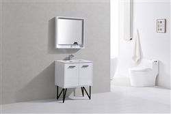 Forest 30" High Gloss White Modern Bathroom Vanity  w/ Countertop