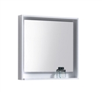 30" Wide Mirror w/ Shelf - High Gloss White Acrylic Veneer