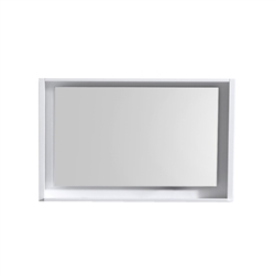 Kube 40" Wide Mirror w/ Shelf - High Gloss White