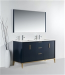 Divani  60''  Gloss BLUE Double Sink Vanity