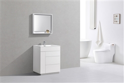 Milano 30" Gloss White Floor Mount Modern Bathroom Vanity