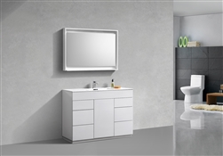 Milano 48" Gloss White Floor Mount Modern Bathroom Vanity