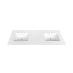 60'' KubeBath White Quartz Counter-Top W/ Double Under-Mount Sinks