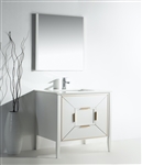 Vetro 36'' Gloss White Vanity W/ Quartz Counter Top