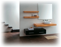 Kube Lumi 48" Modern Wall Mount Bathroom Vanity Set - Light Oak and Black Walnut