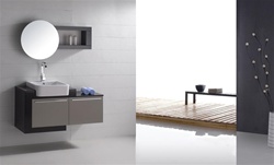 Kube 48" Modern Wall Mount Bathroom Vanity Set - Black Walnut and Gray