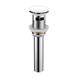 Kubebath Solid Brass Pop-Up Drain Brushed Nickel - White Finish - With Overflow
