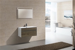 Fitto 36"  Havana Oak Wall Mount Modern Bathroom Vanity