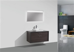 Tucci 42" Dark Gray Oak Wood Wall Mount Modern Bathroom Vanity w/ Vessel Sink