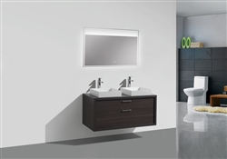 Tucci 48" Dark Gray Oak Wall Mount Double Sink Modern Bathroom Vanity w/ Vessel Sink
