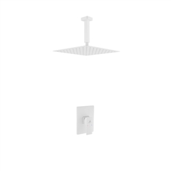 Aqua Piazza White  Shower Set w/ 12" Ceiling Mount Square Rain Shower Head