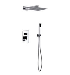 Aqua Piazza Brass Shower Set w/ 12" Square Rain Shower and Handheld