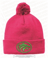 Wolves Head Logo Solid Pom Pom Beanie