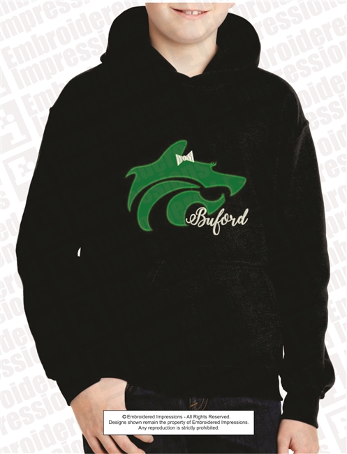 Buford Wolf Applique Hoodie with Embroidered Bow