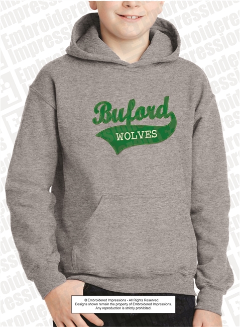 Buford Wolves Distressed Applique Hoodie