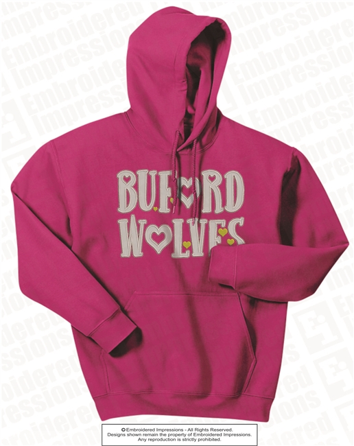 Buford Wolves with Hearts Hoodie
