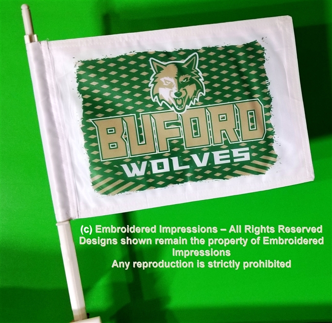 Buford Wolves Car Flag with Pole