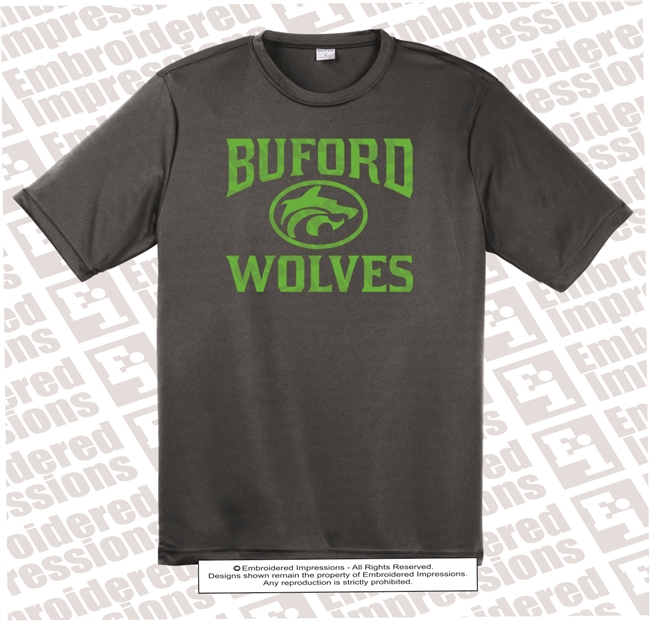Buford Wolves Logo in High Viscosity Green Tee