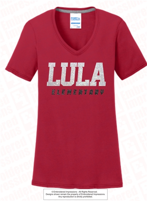 Glittered Lula Elementary V-Neck Tee