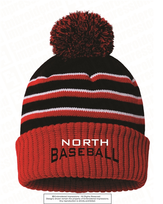 NORTH BASEBALL Stripe Pom Cuffed Beanie