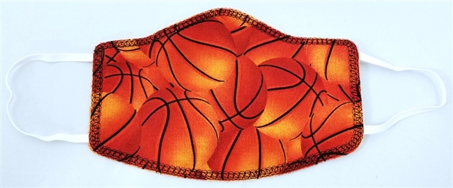 Youth Two Ply Cotton Basketball Pattern Face Covering