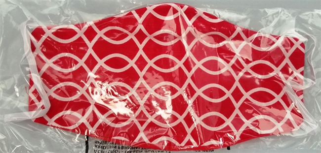 Red Squiggly Face Mask-Filter Pocket-Nose Clip