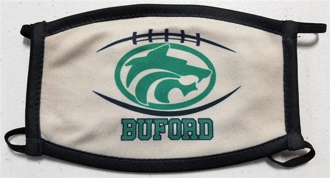 Large Buford Football Green and GoldThree Ply Mask