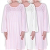 Home Care Line 3-PACK Pink-Nightgowns for Women Open back Nightgowns Long sleeve Cotton Knit Lace trim Velcro closures