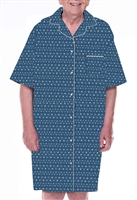 Home Care Line Dignity Pajamas Mens Luxury Blues Cotton Short sleeve open back nightshirt pajamas with adaptive velcro closures patient gown sleepwear