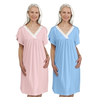 Diginity Pajamas 3 pack Womens 'So Soft' Criss cross Lace Trim Nightgown Cap sleeve with REGULAR Back