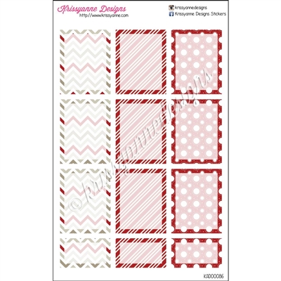 Full Box Red and White Stickers - Set 1 - Set of 12