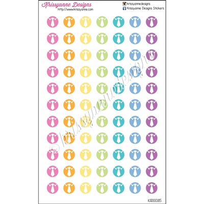 Small Round Tie Stickers - Pastel Rainbow - Set of 77