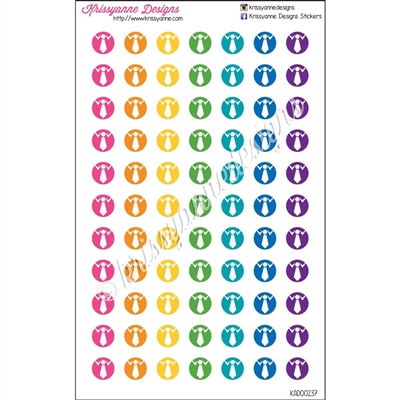 Small Round Tie Stickers - Bold Rainbow - Set of 77