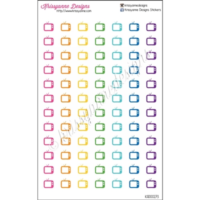 Cutout Icon TV Cutout Stickers - Bold Rainbow - Set of 84